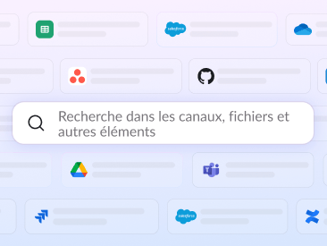 Une zone de recherche affiche le texte « Recherche dans les canaux, fichiers et autres éléments ».