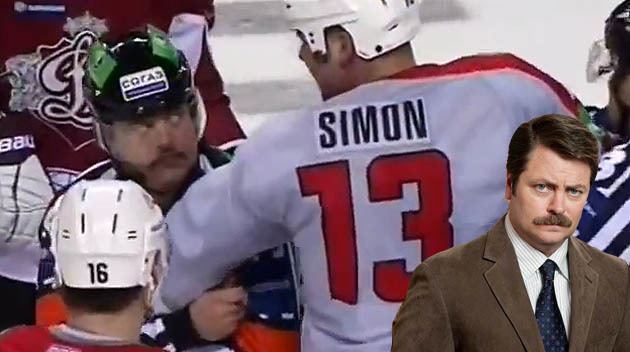 Chris Simon Chris Simon punches through linesman elbows referee in