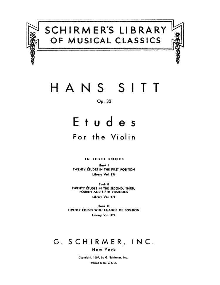 Hans Sitt 100 Violin Etudes Op32 Sitt Hans IMSLPPetrucci Music Library