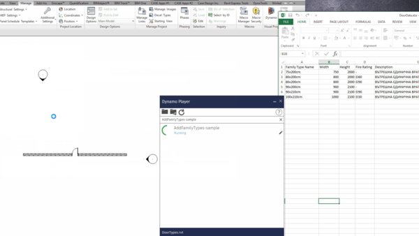 Automating Revit family types creation using Dyanamo and Excel data