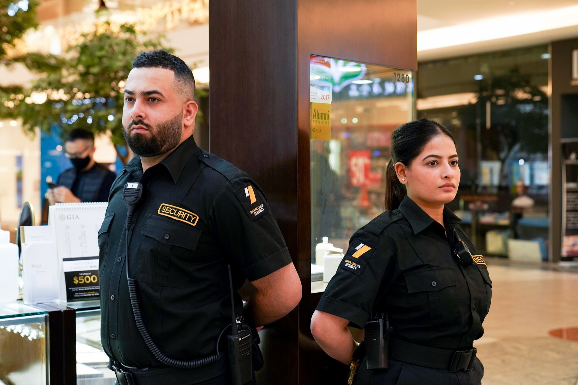 Two security guards at a shift.