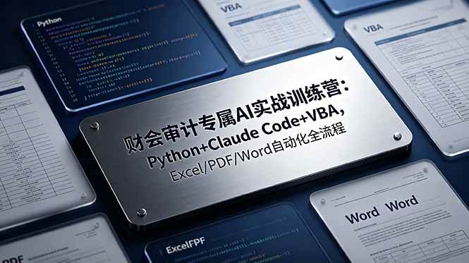 (19268期)财会审计专属 AI实战训练营-更新:Python+Claude Code+VBA,Excel/PDF/Word自动化全流程-软件百科