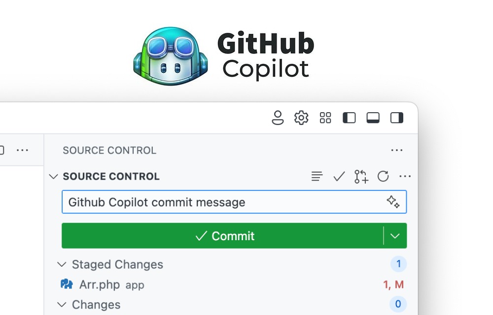GitHub Copilot commit message generation interface in VSCode