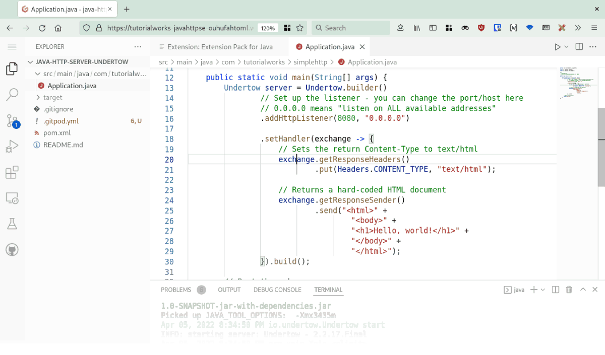 The code editor in Gitpod
