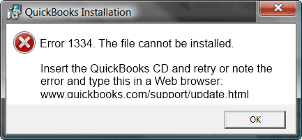 How to Avoid QuickBooks Error Code 1334? 1 QuickBooks installation error 1334 - Screenshot Image