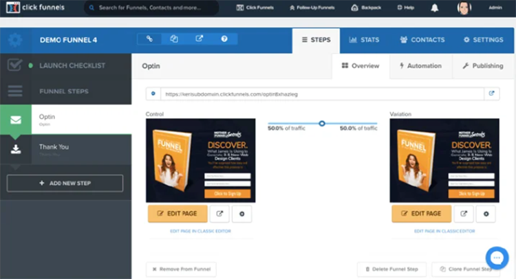 split testing landing pages building with clickfunnel