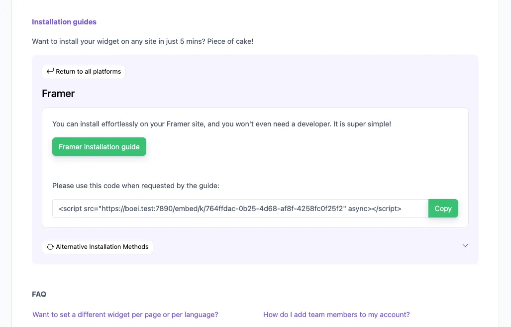 Install tab - Framer