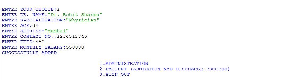 Hospital Management System Python Project Class 12 4 class 12 project cs