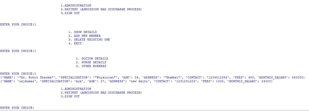 Hospital Management System Python Project Class 12 5 class 12 project cs