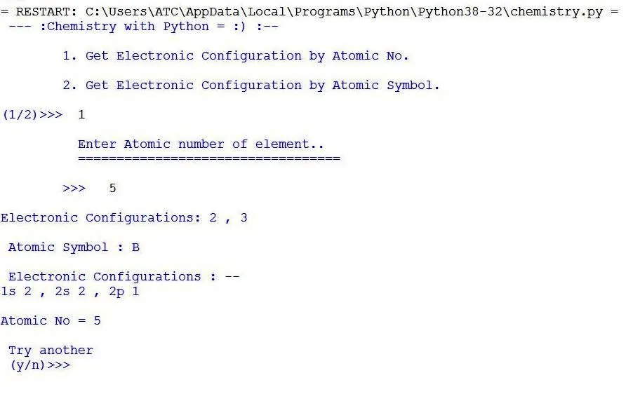 Electronic Configuration Project using Python