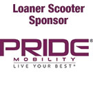 Maroon Pride Mobility logo. It reads: Live your best. Loaner Scooter Sponsor