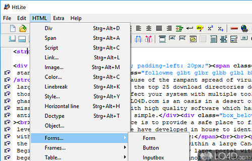 Editing of web pages made easy - Screenshot of HtLite Editing of web pages made easy - Screenshot of HtLite