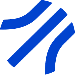 A black and blue logo of a wave