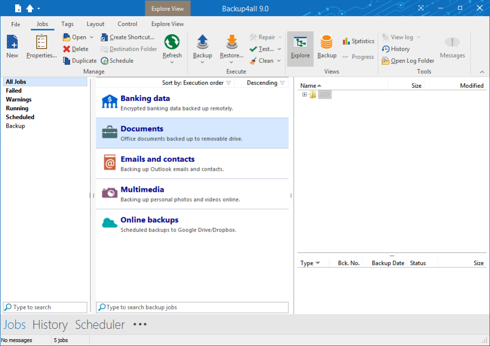 Backup4all Portable 9.9.994 Screenshot