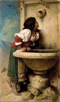 At the fountain