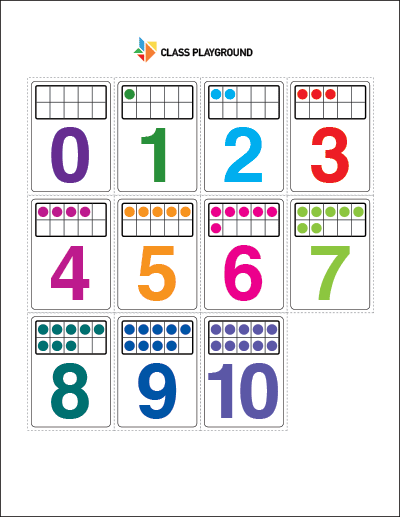 Printable Ten Frame Cards Color