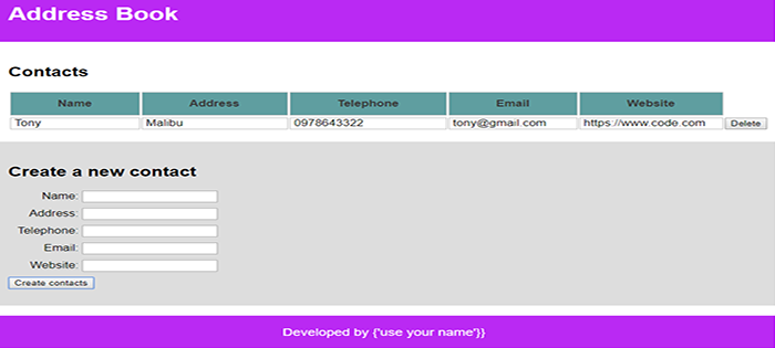 Simple Address Book In JavaScript
