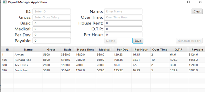 Payroll Manager Application
