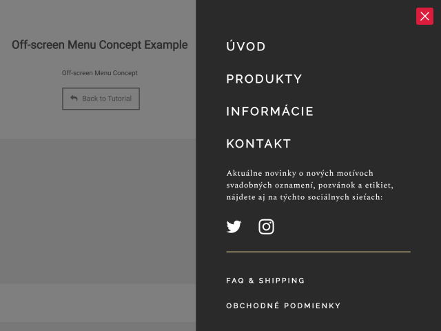 Off Canvas Menu using JavaScript