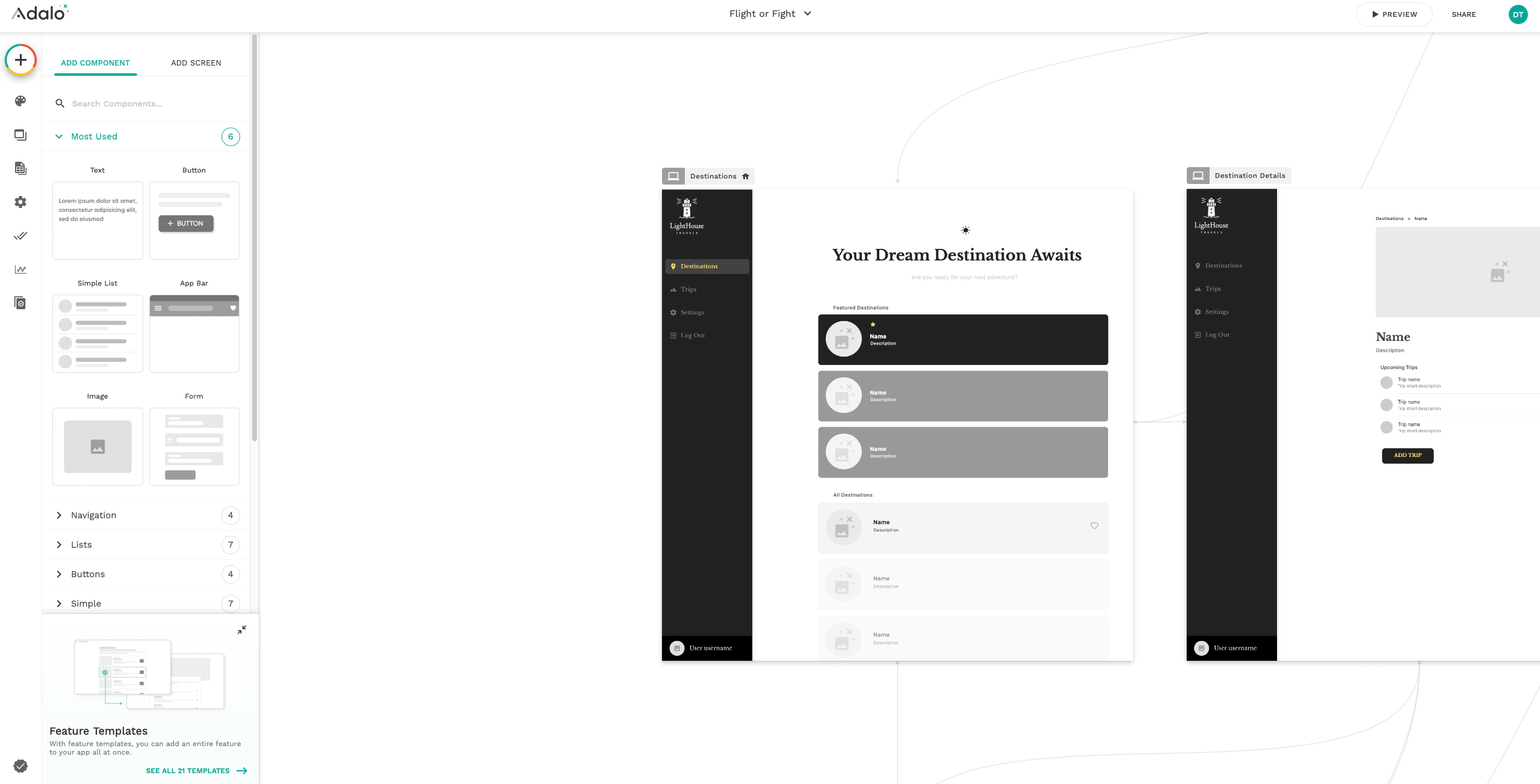 adalo user interface