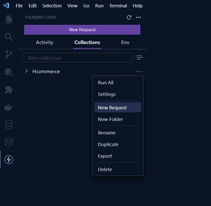 make http request in vs code thunder client new request
