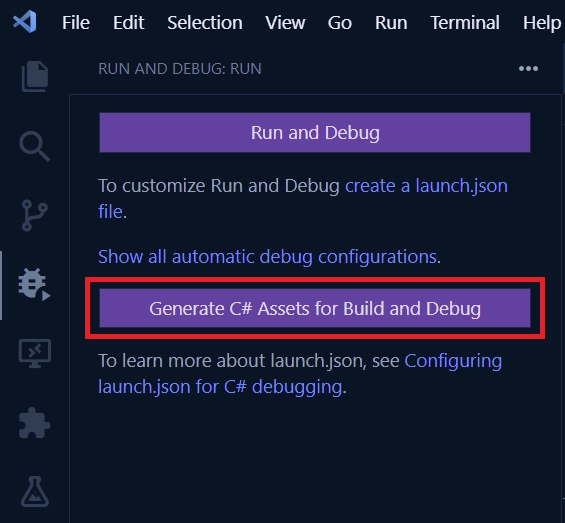 debug panel in vs code