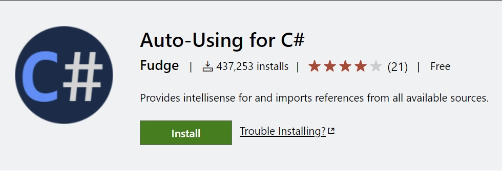 Auto-Using for CSharp VS Code Extension for CSharp Developers