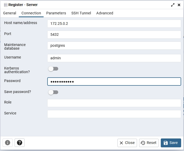 Flask App Add a New Postgres Server on pgAdmin