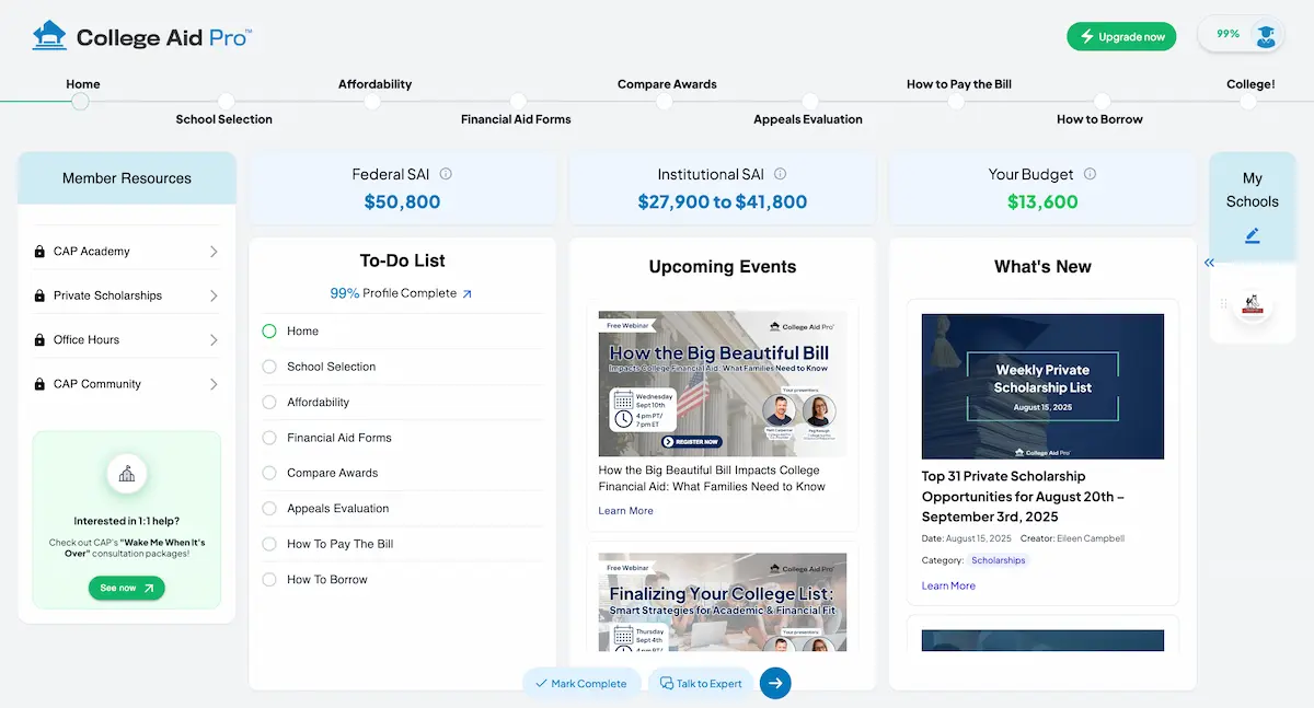 college planning software mycap