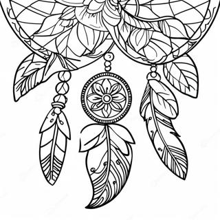 Boho Feather Dreamcatcher Coloring Page 1481-1181