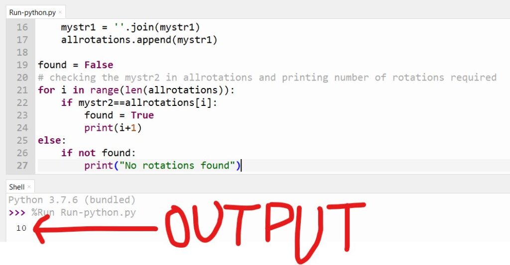 Output for String Rotation in Python