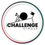 Challenge Circle logo featuring a figure pushing a large boulder uphill, symbolizing overcoming business challenges and personal growth in the context of coaching for cleaning business owners.