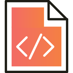 Custom programming service icon of programming code on a page