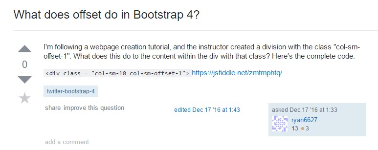 What does offset do in Bootstrap 4?