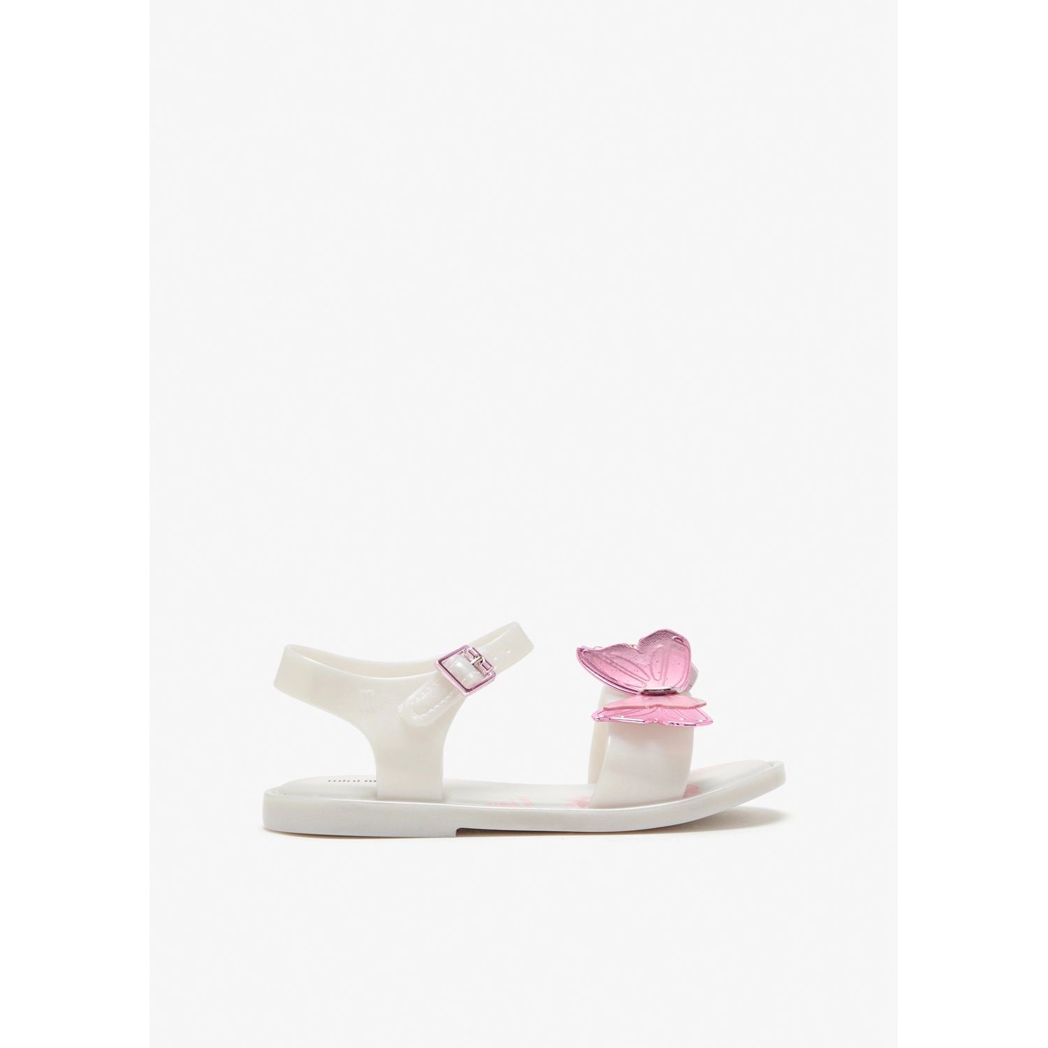 PEARLY WHITE SANDAL PINK BUTERFLY APPLIQUE MINI MELISSA / 37803-BN928 PEARLY WHITE SANDAL PINK BUTERFLY APPLIQUE MINI MELISSA / 37803-BN928