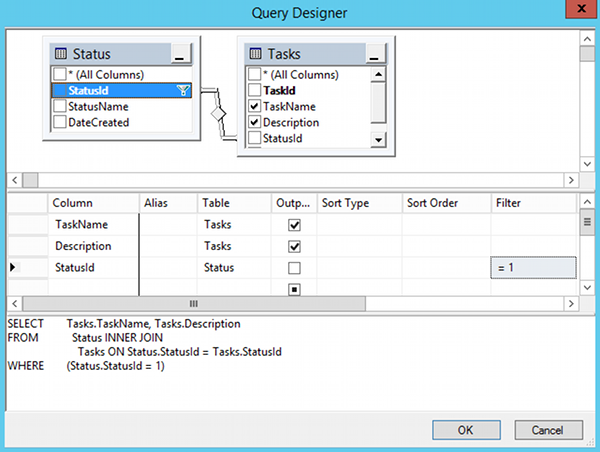 Screenshot of the Query Designer
