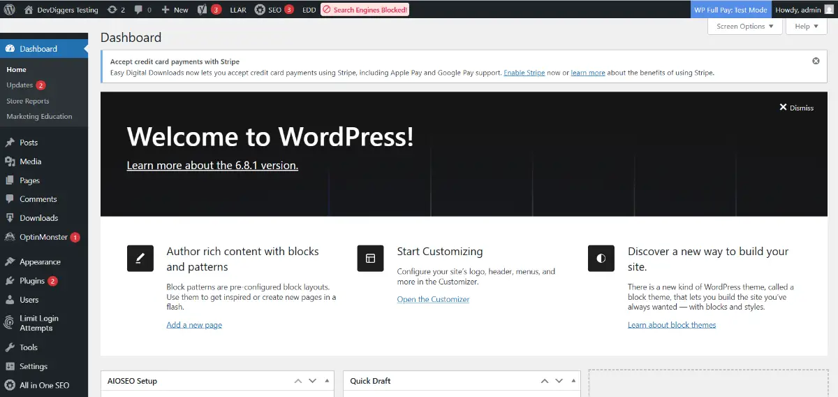 WordPress Dashboard