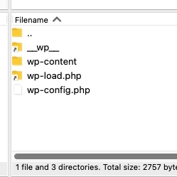 Uma estrutura de arquivos do WordPress com algumas pastas com symlinks