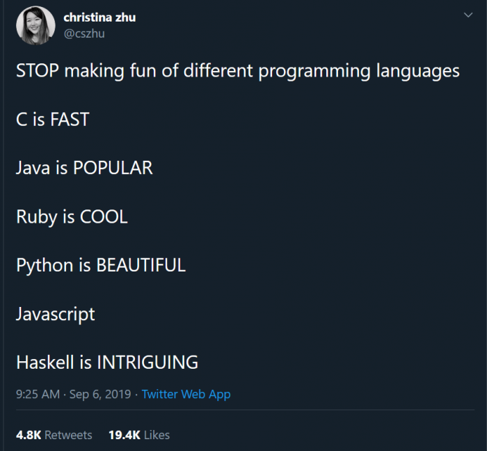 STOP making fun of different programming languages