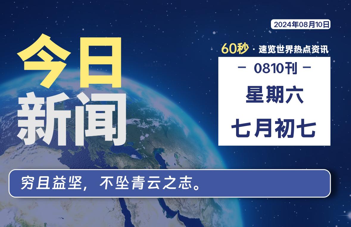 08月10日,星期六, 软件百科带你每天60秒读懂全世界!