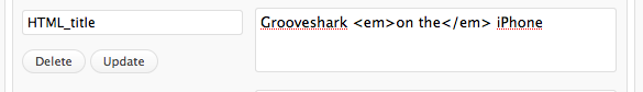 Screenshot of Custom Field data for HTML-enabled Post Title