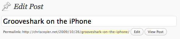 Screenshot of the Post Title field on the Edit Post screen