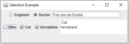 Swing Controls in Java with Examples