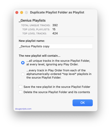 Duplicate Playlist Folder as Playlist in action Duplicate Playlist Folder as Playlist in action