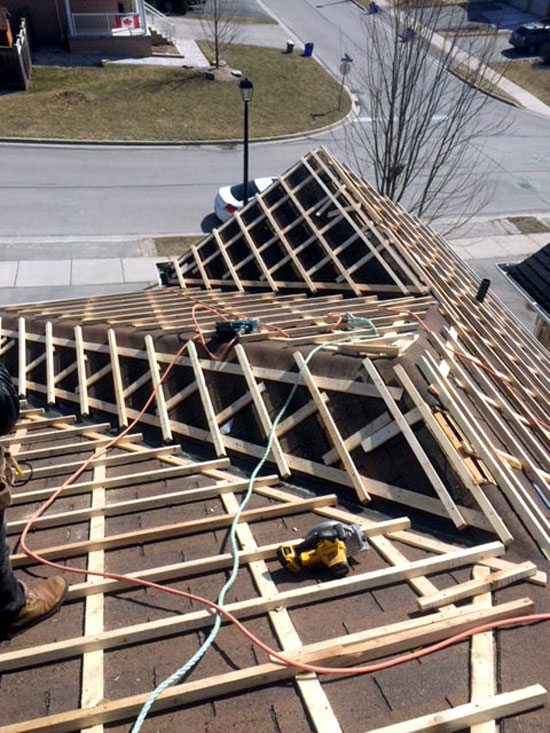Joists installed on the roof