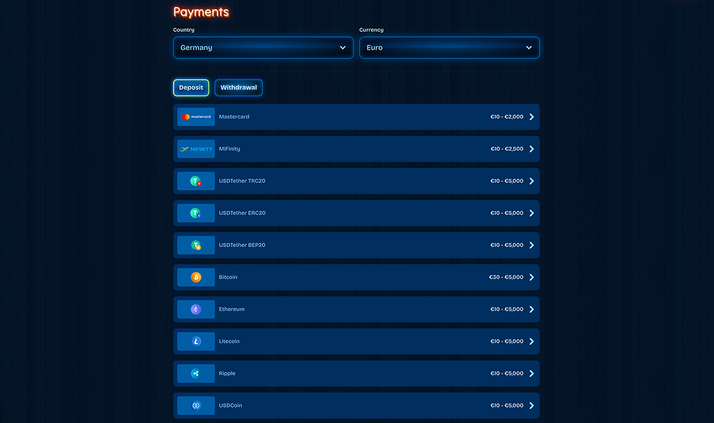 DudeSpin Casino Payment Methods