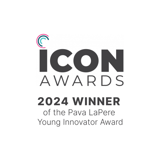 The Maryland Tech Council's ICON Award Logo, with text that reads 2024 Winner of the Pava LaPere Young Innovator Award