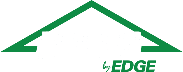 a logo with green roof and white text