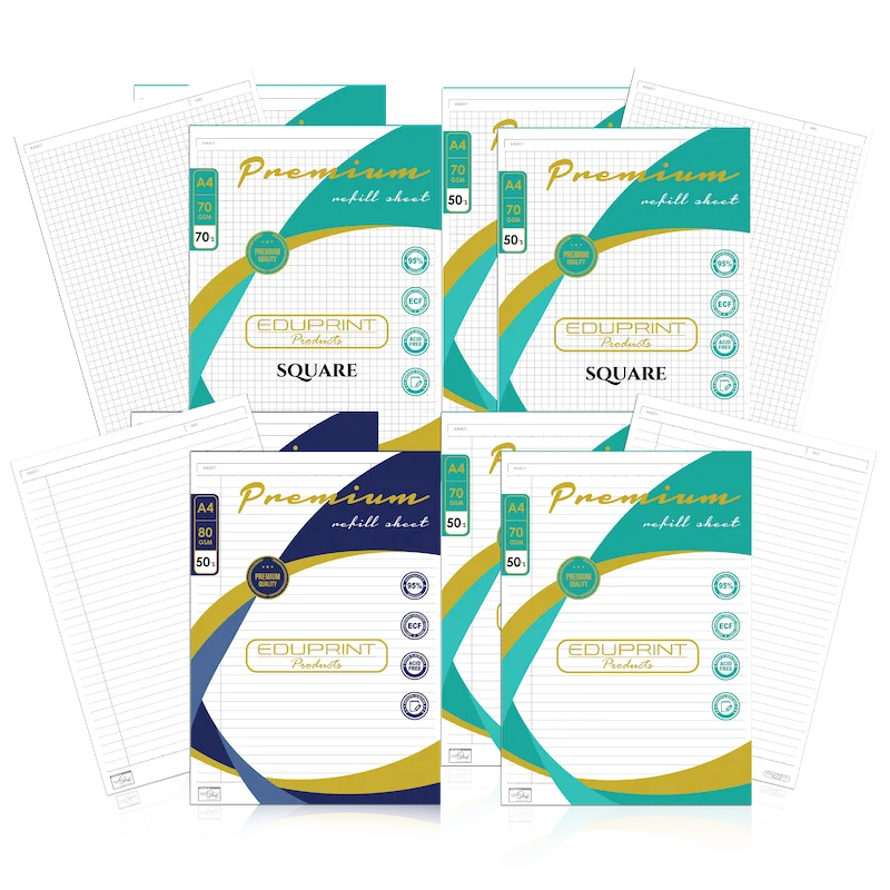 Paper products with dark and light blue cover page