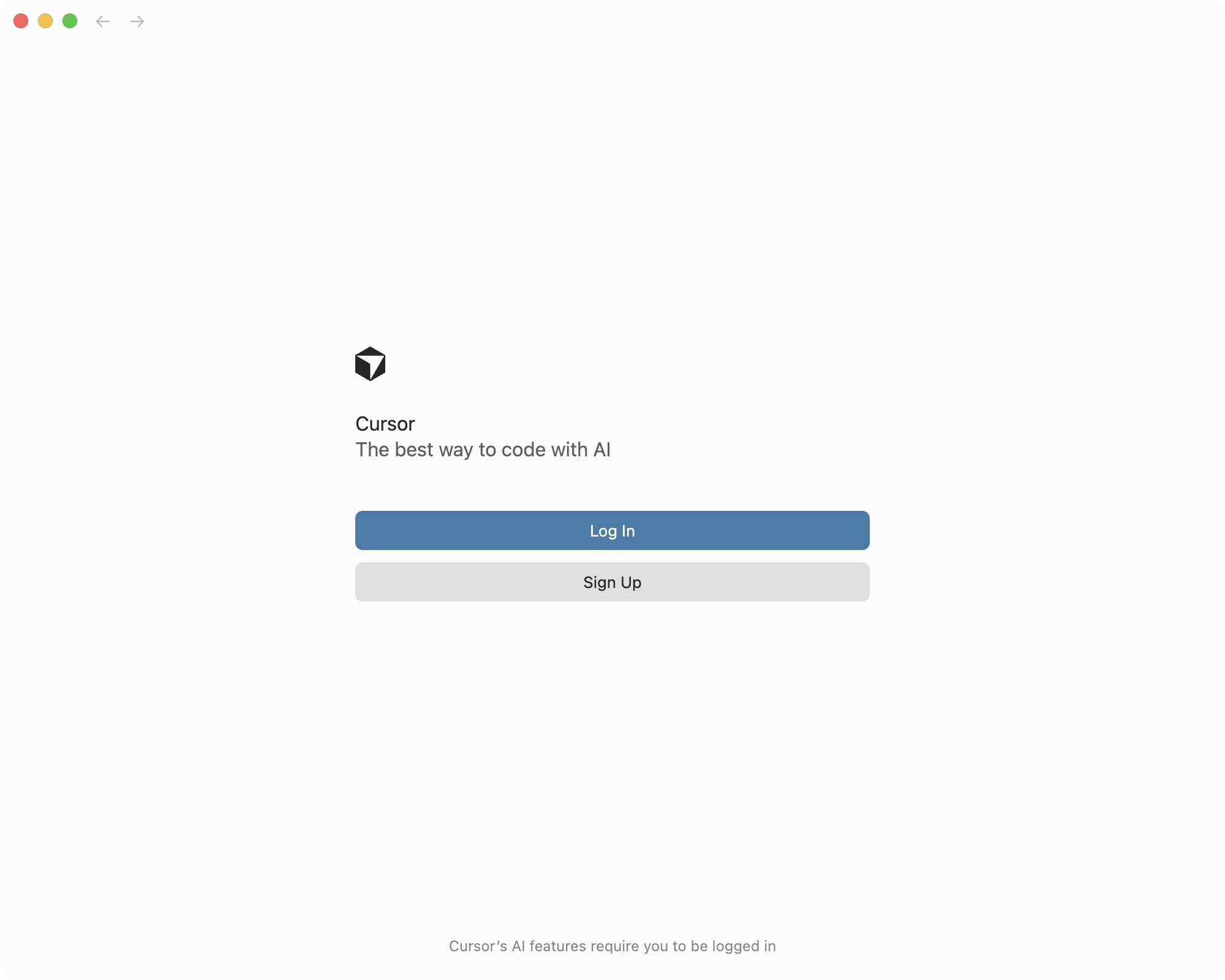 Screenshot of the cursor login screen.